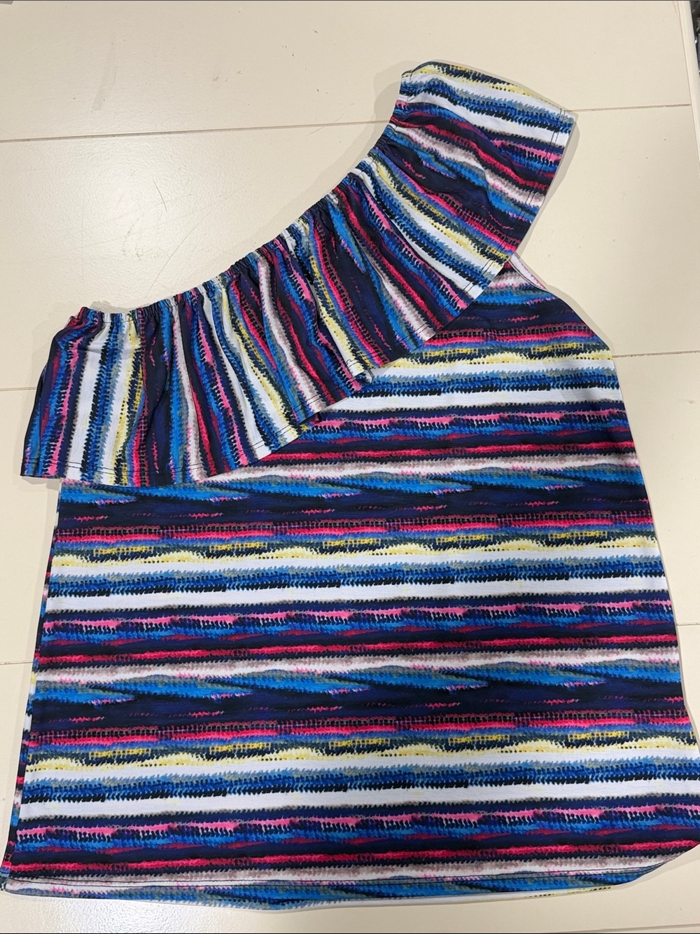 SPLA Striped Multicolor One-Shoulder Top